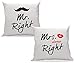 TRVPPY Partner coppia cuscino con imbottitura modello MR. Right & MRS. Always Right - Cuscino decorativo, 40 x 40 cm