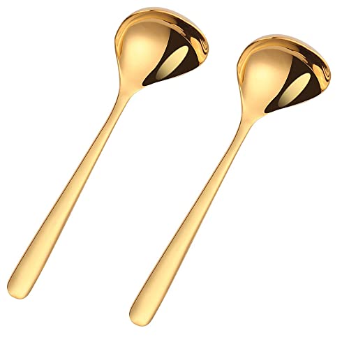 2 Stück/Packung 20,3 cm SUS304 Edelstahl kleine Suppenkelle, Saucenkelle, Suppenlöffel, Schöpflöffel, für Küche, Kochen, Suppe, Sauce, Soße und Eintopf Cover