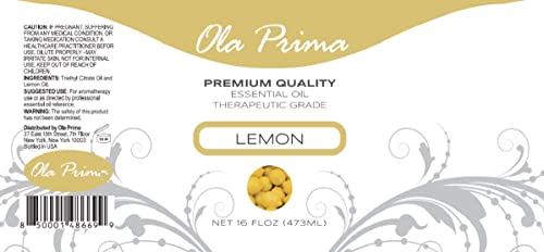 Ola Prima Oils Lemon Essential Oil 16oz Bulk, Essential Oil for Aromatherapy, Diffusers, Candle Making, and Household Cleaning