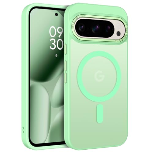 GaoBao Cover Magnetica per Google Pixel 10/10 Pro, [Compatibile con MagSafe] Custodia Traslucida Opaca Protettiva Sottile Antiurto Retro Resistente Anti-Scivolo Case,Verde Scuro