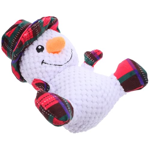 VERDANVERSE クリスマス犬用ぬいぐるみおもちゃ 雪だるま形ソフトスクイーカー 内蔵 耐久性ある噛むおもちゃ 小型犬向け室内用ホリデー遊具 贈