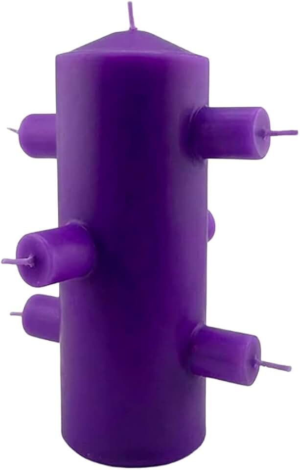 Aromasenses - Velón 7 Mechas Morado - 15 cm x 6 cm - Rituales Esotéricos. (Morado)