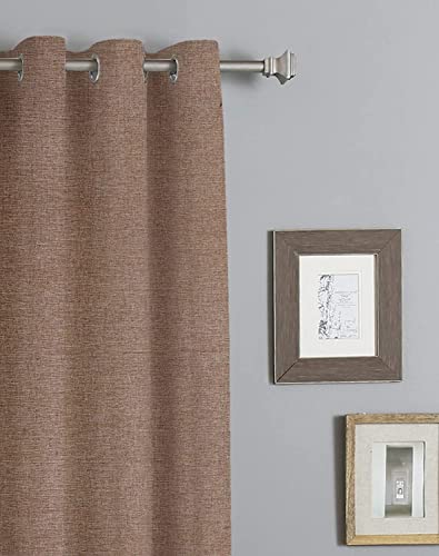 Hillfair Linen Textured Curtains For Living Room, Grommet Top Window Curtain, Semi Blackout, Room Darkening Curtains For Bedroom, Jute Burlap Textured 96-Inch-Long Curtain Panels Set Of 2 - Beige #TOP2