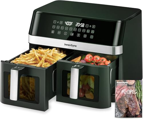12QT Large Dual Air Fryer, 10-in-1 Double Zone Airfryer