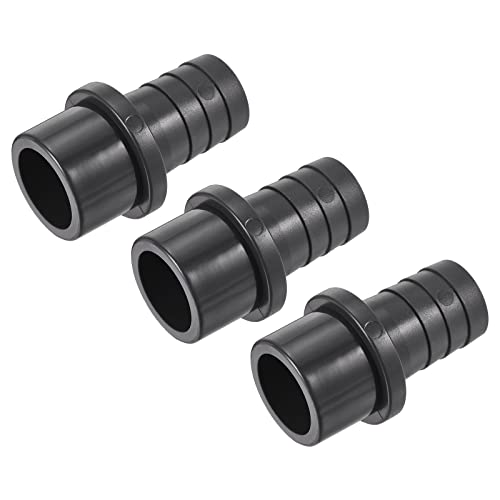 sourcing map PVC Pipe Fitting 25mm Barbed x 32mm OD Spigot Straight Tube Adapter Hose Quick Connector, Black Pack of 3