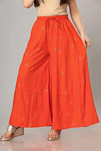 Image of Rayon Gold Print Skirt Palazzo || Rayon Palazzo || Skirt Palazzo || GOLDPRINT Skirt Palazzo || Multicolour