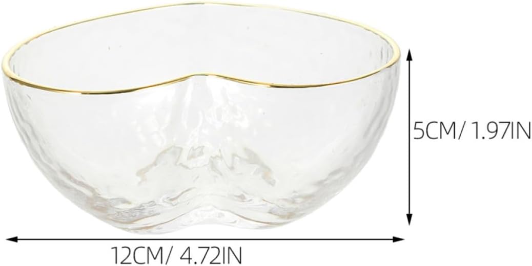 Heart Shaped Glass Bowl Crystal Centerpiece Bowl Heat-resistant Glass Snack Dish with Gold Rim for Weddings and Dining Table Elegant and Sophisticated Design