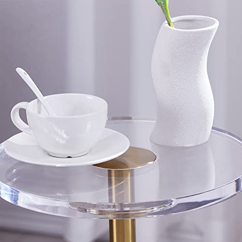Likenow Furniture Acrylic Side Table,Clear Small Round End Table For Living Room,Bedroom,Office | Modern Nightstand With Gold Post For Drink,Food,Snack,Assembly #TOP2