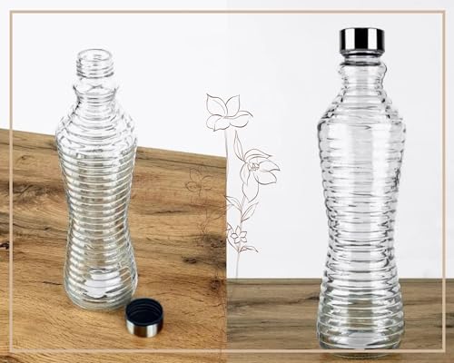 Jogo com 2 Garrafas de Vidro 1L Tampa Inox para Porta de Geladeira Bar Restaurante Para servir Bebid