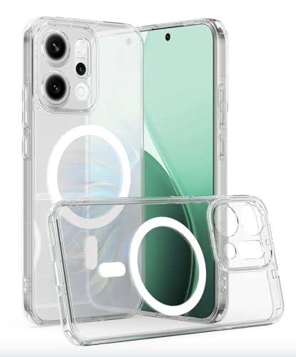 Image of AEETZ Clear Back Case for Oppo Reno 14 Pro, Hard PC Shockproof Transparent Back Cover Case Compatible with Mag-Safe, Anti-Yellowing (Oppo Reno 14 Pro 5g)