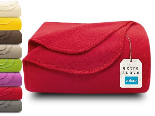 Zollner Manta Polar Para Sofá, 130x170 Cm, Suave Microfibra, Rojo