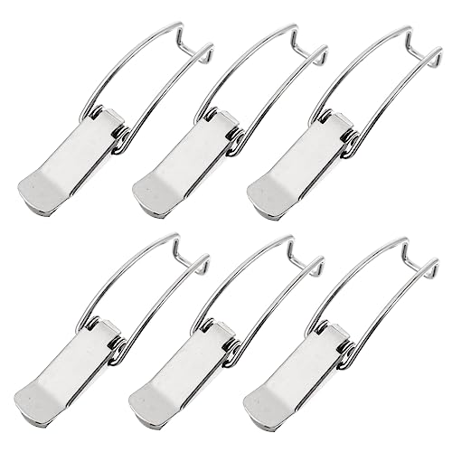 IWOWHERO 6pcs Elastic Shock Absorbing Buckle Tool Box Lock Toolbox Lock Spring Loaded Latch Hasp Office Security Accessories Toggle Hasp Clamp Cabinet Hasp Cabinets Fittings Silver