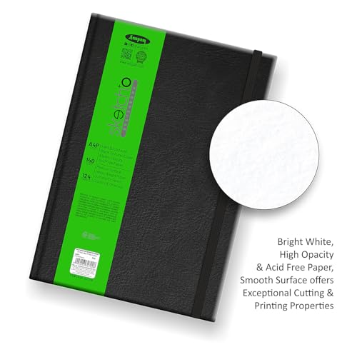 Image of Anupam SketchO Sketch Book Hardbound A4 Landscape Drawing Notebook Acid Free Paper Elastic Clouser for Artists Students 124 Pages 140 GSM