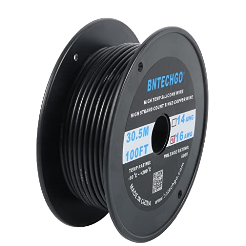 Fil de silicone 16 AWG noir bobine 30m cuivre étamé souple