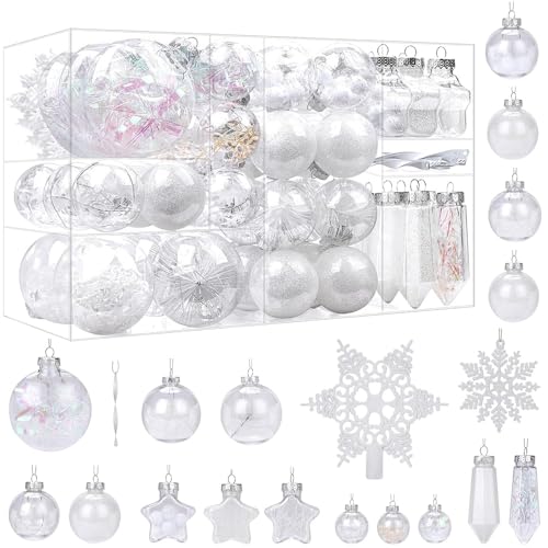 SHareconn 86PCS Christmas Balls Ornaments Set,Shatterproof Plastic Clear...