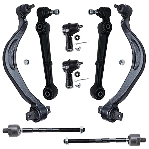 Image of Detroit Axle - 8pc Front End Control Arms Kit for Chrysler Sebring Dodge Avenger Eagle Talon Mitsubishi Eclipse, Lower Control Arms w /Ball Joint Tie Rod Ends Replacement