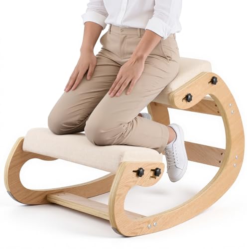 VEVOR Ergonomic Kneeling Chair, Wooden Posture...