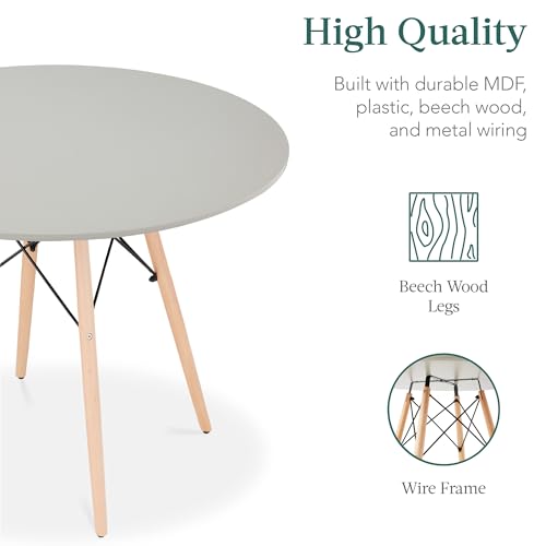 Best Choice Products 5-Piece Dining Set, Compact Mid-Century Modern Table & Chair Set for Home, Apartment w/ 4 Chairs, Plastic Seats, Wooden Legs, Metal Frame - Gray/Oak - Image 6