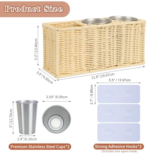 SOKVCCV Hair Tool Organizer,Wall Mount Curling Iron Holder,Waterproof Wicker Hot Tools Organizer for Hair Dryer,Flat Irons,Curling Wands,Straighteners Storage,in Cabinet,Bathroom,Vanity (Nature) by SOKVCCV - Used condition - Image 2