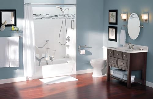 Moen Brushed Nickel Bathroom Safety 8-Inch Wall Mounted Grab Bar with Integrated Toilet Paper Holder, LR2352DBN by Moen - Used condition - Image 5