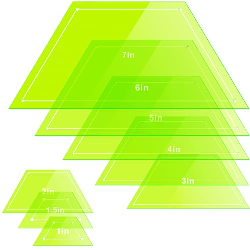 Kigley 8 Pcs Half Hexagon Quilting Templates and Rulers 1/1.5/2/3/4/5/6/7 Inch Acrylic Quilting Ruler with 1/4 Inch Seam Allowance for Cutting Pattern DIY Sewing Craft(Green)