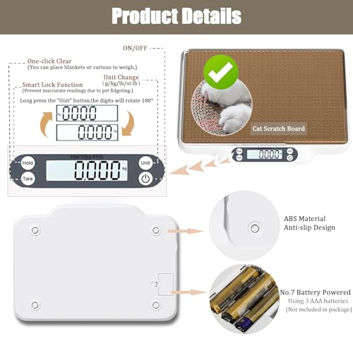 Image of Pet Scale for Cats and Puppy,Baby Weighing Scale,Digital Scale with 2 Tray and Cat Scratcher,Up to 66 Lbs,Multiple Weighing Scale for Small Animals,Cats, Dogs