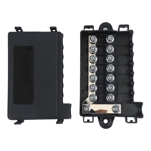 Honseadek Soporte de caja de fusibles de 7 vías, para bloque de fusibles midi para coche, RV y barco, soporte de fusibles de 32 V CC para fusibles de 15 A a 250 A, bloque de fusibles eléctricos