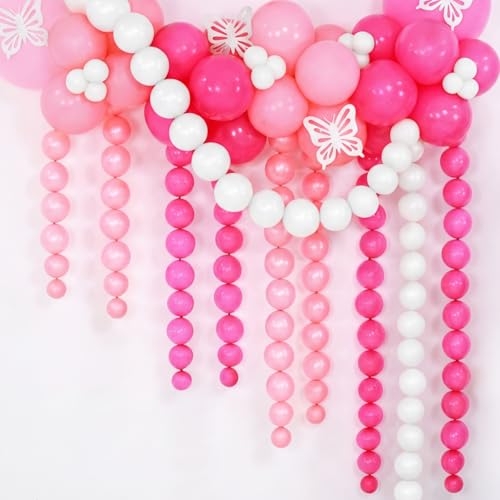 Meanplan 100 Pcs Pink, Hot Pink, White Link Balloon Latex, 10 Inch