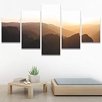 SIGNWIN 5 Panel Canvas Wall Art Orange Sunset for Home Decorations Ready to Hang - 60