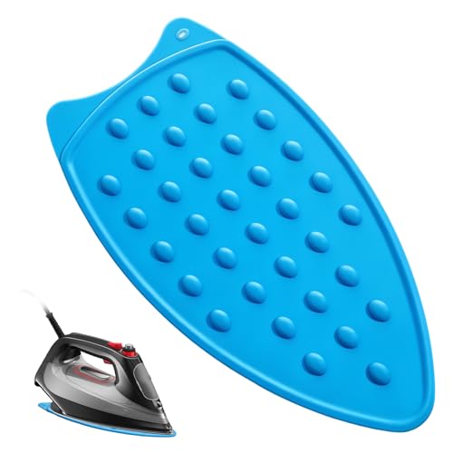 Image of Silicone Iron Rest Pads, Multipurpose Heat Resistant Mat Iron Pad Ironing Mat for Ironing Board, Protective Pads Resting Plate for Hot Flat Irons Curling Wands, Hot Tool Holder (Blue)