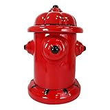 Ebros ギフト セラミック レッド 消火栓 おやつ クッキージャー 装飾置物 高さ10インチ ファイヤーロック アクティブ 消防士 旅団 キッチン ダイニング サービングウェア アクセント