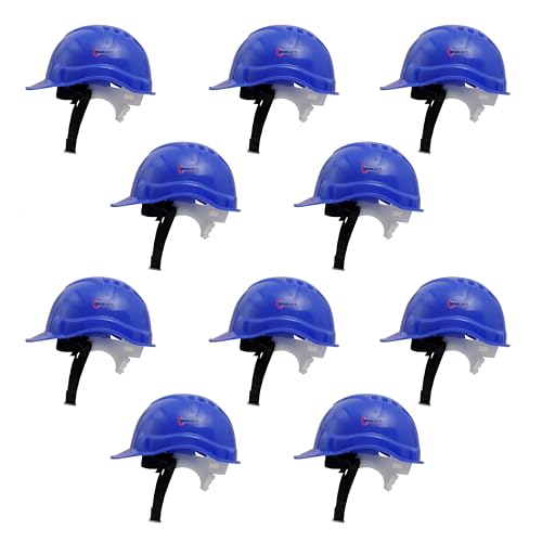 Image of Robustt Safety Helmet - Blue (Pack of 10) | Adjustable Headband | Heavy Duty Material | As Per ISI Safety Standard | Non Irritant and Soft Fabric | Lightweight and Durable
