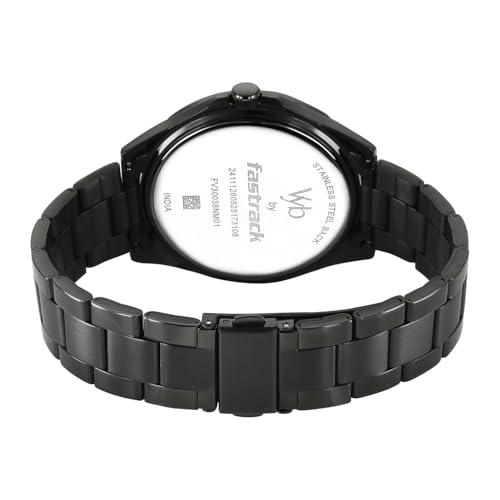 Image of Fastrack Vyb Drift Quartz Analog Blue Dial Black Stainless Steel Strap Watch for Men - FV30038NM01W