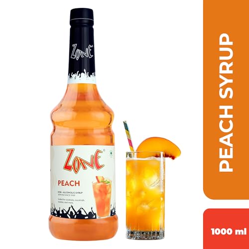 Image of Zone Peach Flavoured Syrup 1000ml - Juicy Peach Flavoured syrup for Mocktails, Iced Teas, Coolers, Smoothies & Summer Drinks |1 Litre - More Servings, Perfect For Cafe Restaurants & Professional Use