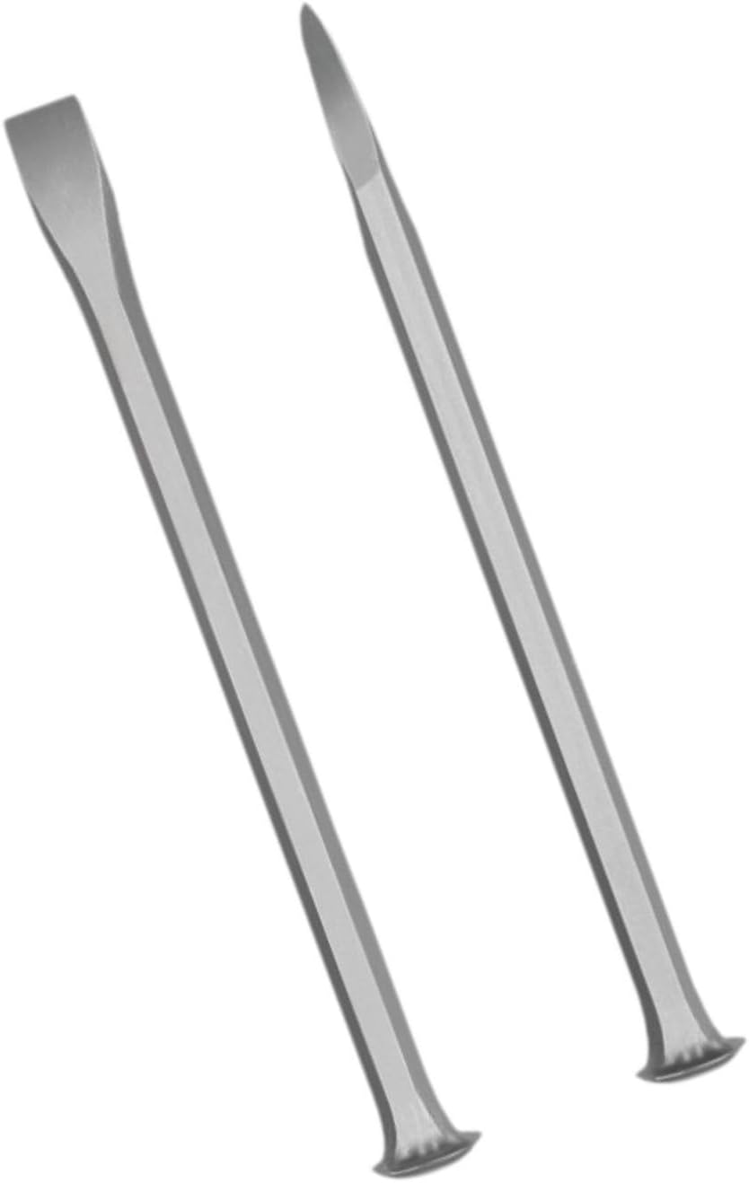 Set of 2 Stone Carving Chisel Masonry Chisel Steel with Hardened Steel Striking Cap Heavy Duty Flat and Pointed, 350mm(350mm)