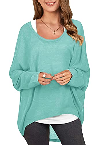 Image of ZANZEA Women's Off The Shoulder Batwing Tops Casual Loose Oversized Tshirts Long Sleeve Fall Pullover Sweater Tops