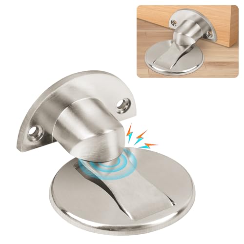 Flintronic Fermaporta Magnetico, 1 Pezzi Fermaporta Pavimento Magnetico, con Viti Autoadesive Nascoste, Nessun Pugno, per Ufficio, Hotel, Camerette, Bagno, Balcone, Cucina (Argento)