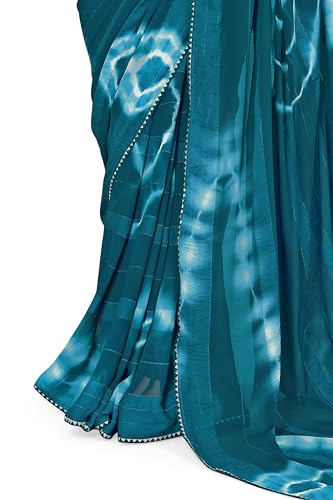 Image of MIRCHI FASHION Women Saree Shibori Print Chiffon | Elegant Festive and Functional Sari for All-Day Comfort with Matching Blouse