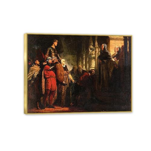 Tableaux sur Toile Lawrence Alma-Tadema avec Cadre Doré Élégant pour Salon Chic 90x70cm