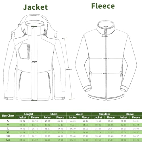 Image of Mens Winter Skiing Jacket 3 in 1 Waterproof Warm Snow Fleece Lining Coat Hooded Windproof Jacket S-6XL