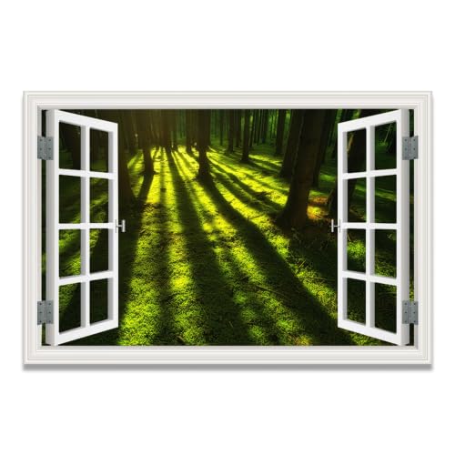 Cuadro lienzo efecto ventana para la decoración moderna del salón con montañas nevadas de 20x30cm