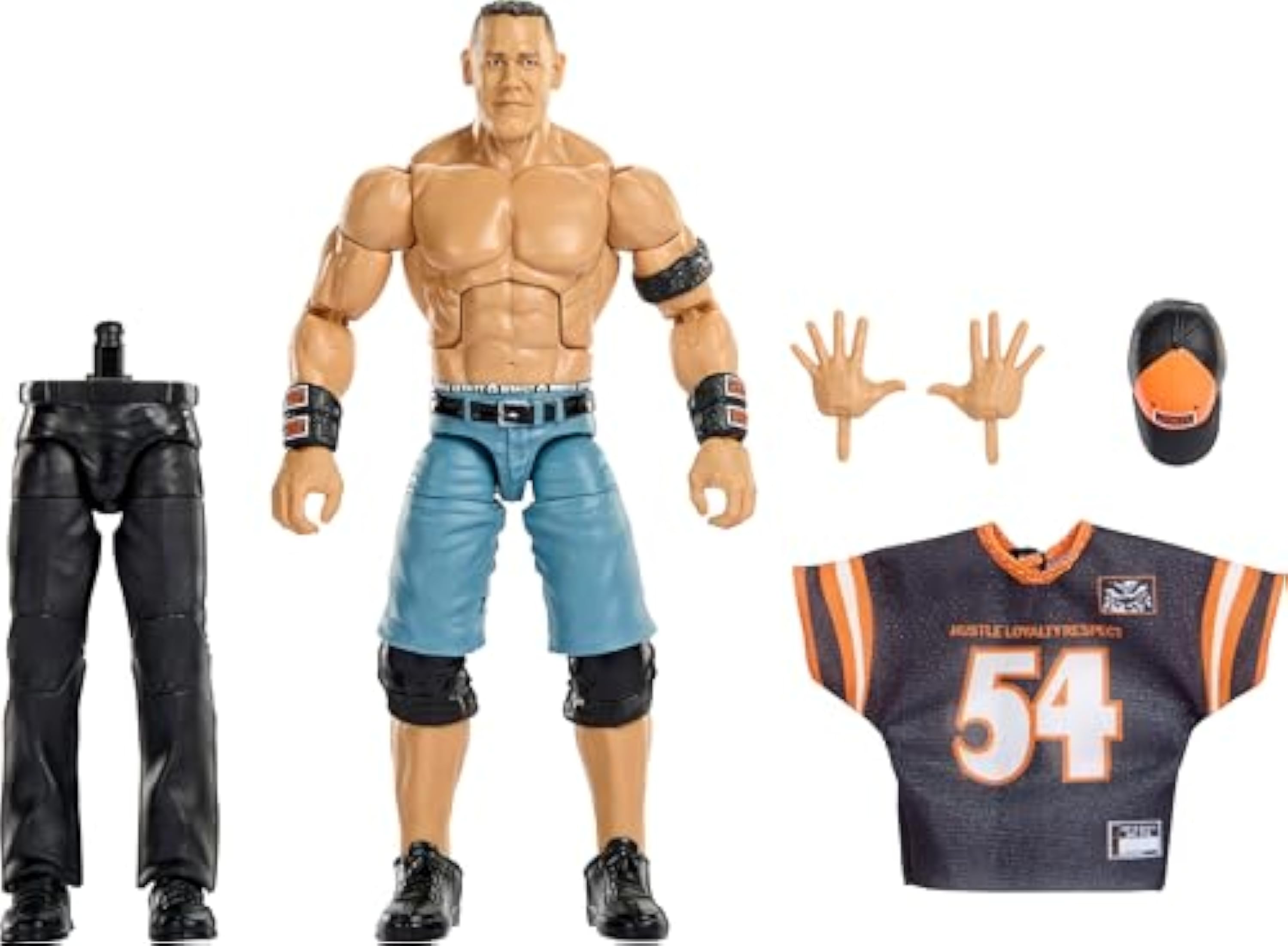Mattel WWE Elite Collection Wrestlemania John Cena, Figura de acción y Accesorios, Conjunto de Juego de los Principales Eventos en Directo con Piezas para Construir a Sam Roberts, JHX77