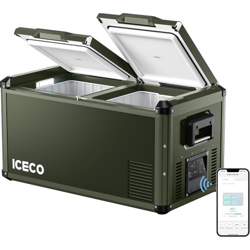 ICECO VL75 ProD 12V Refrigerator, Portable Freezer Fridge with AC/DC, 75L Dual Zone Car Fridge...