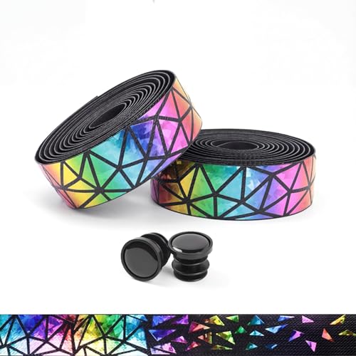KERHAND Color-Shifting Bicycle Handlebar Tape - 78.74-inch Iridescent Wrap with EVA Shock Absorption, Anti-Slip Sweat Absorption Grip for Road Bike, Includes 2 Rolls + 2 End Caps (Sparkle Gradient)