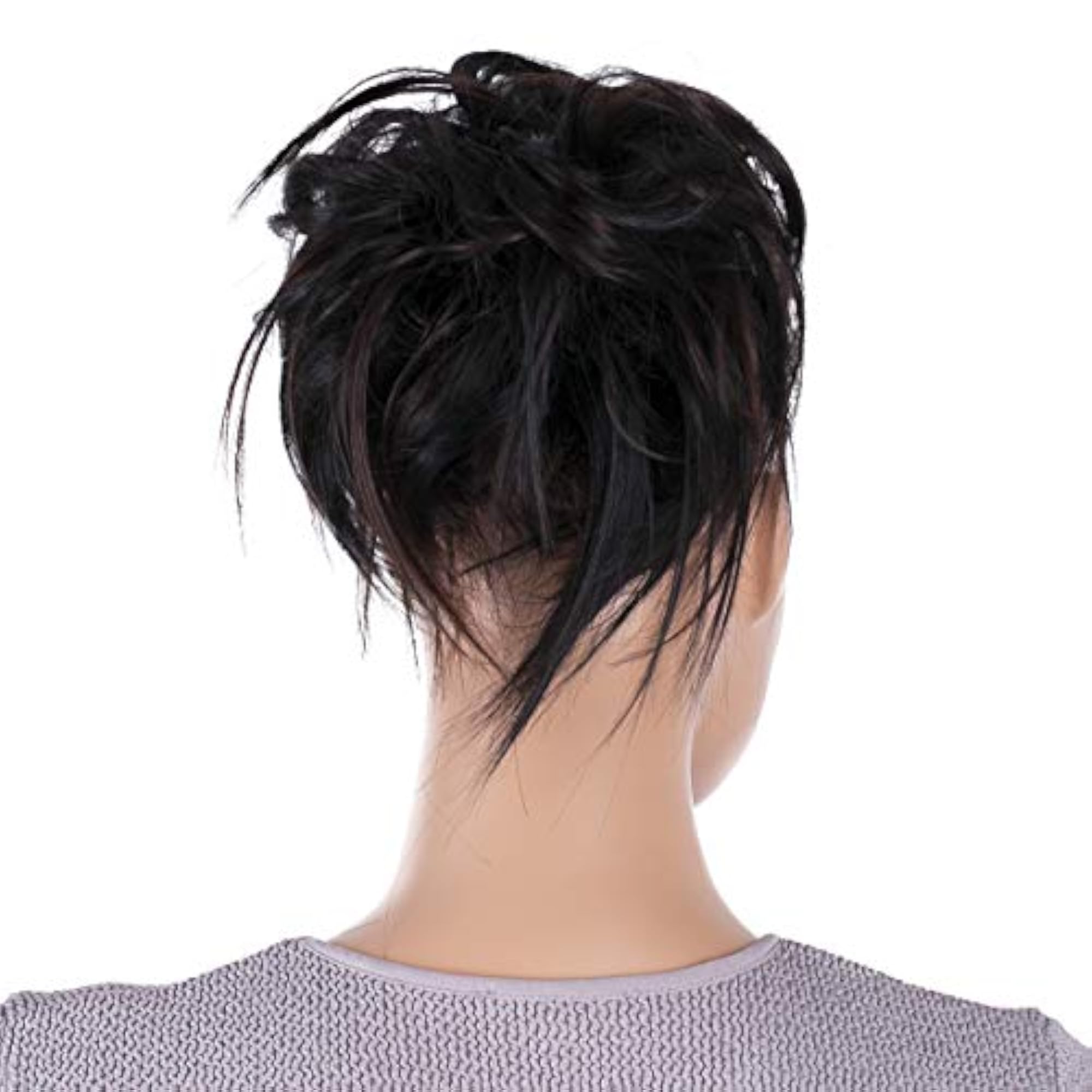 Brown Black Mix Messy Bun Hair Scrunchie, Voluminous Updo