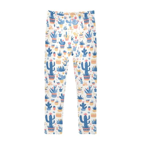 KLL Colored Succulents and Cactus Floral Girls Active Leggings Stretchy Full Length Athleisure Pants Gym