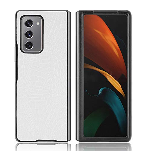 Spak Samsung Galaxy Z Fold 2 5G Case, Crocodile Pattern Hard Cover Protection Case For Samsung Galaxy Z Fold2 5G (White)