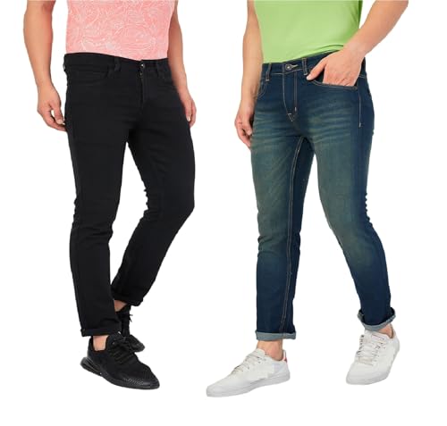 Image of Ben Martin Men's Slim Fit Mid Rise Pack of 2 Stretchable Casusal Denim Combo Jeans Pant, CMB-AU24
