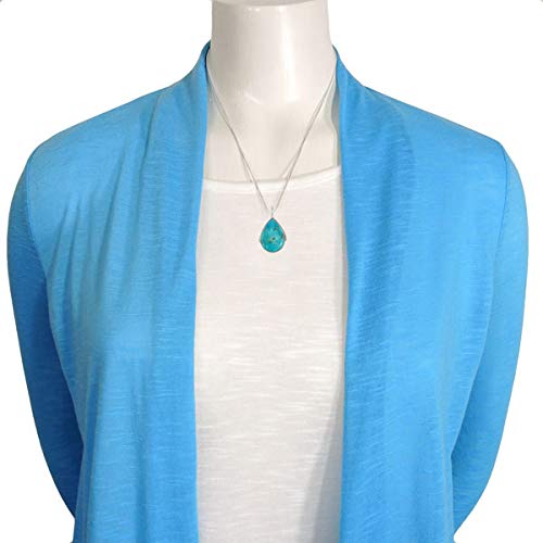 Turquoise Pendant Necklace 925 Sterling Silver Genuine Turquoise (With 20" Chain) (Box Chain) #TOP2