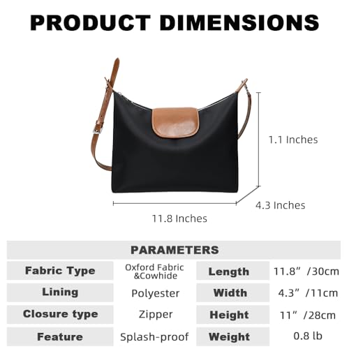 Nylon Hobo Bag for Women | Lightweight Crossbody Shoulder Purse, Large Capacity Tote with Leather Trim for Work & Travel2